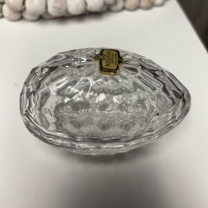 Lead Crystal Oval Zajecar crystal egg trinket box made in Yugoslavia